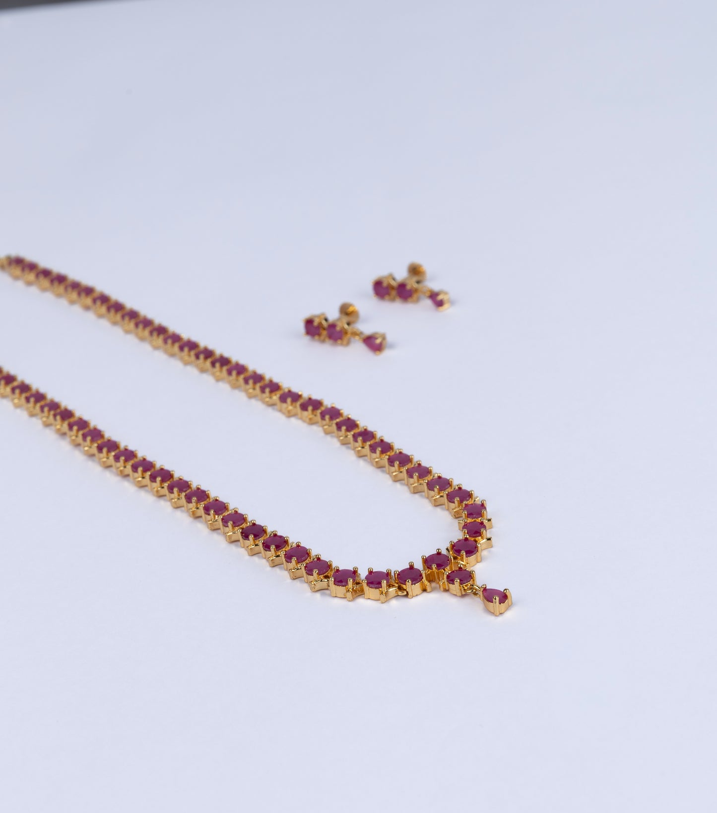 Ruby Tennis Necklace Set