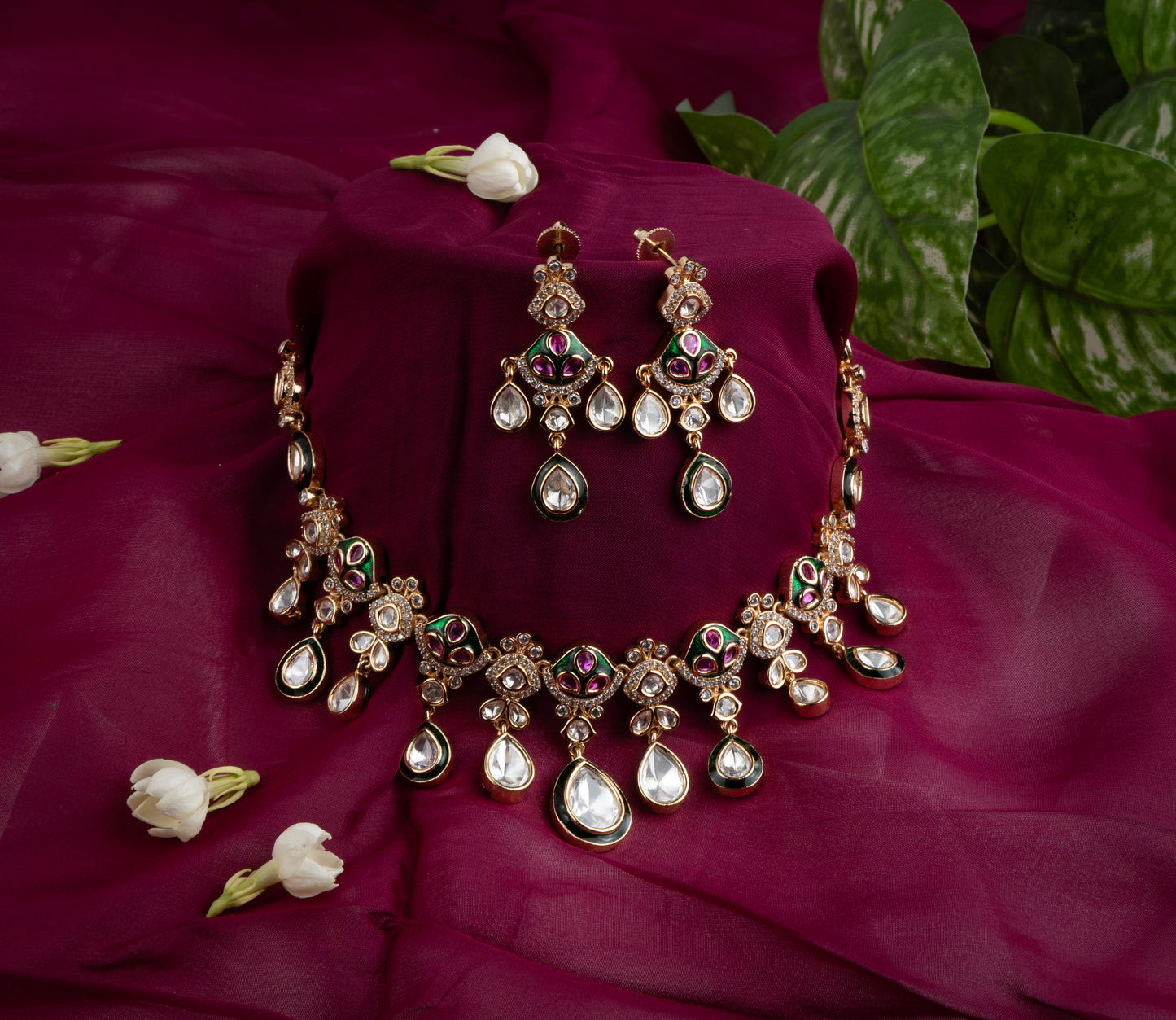Meenakari Kundan Polki Choker Set