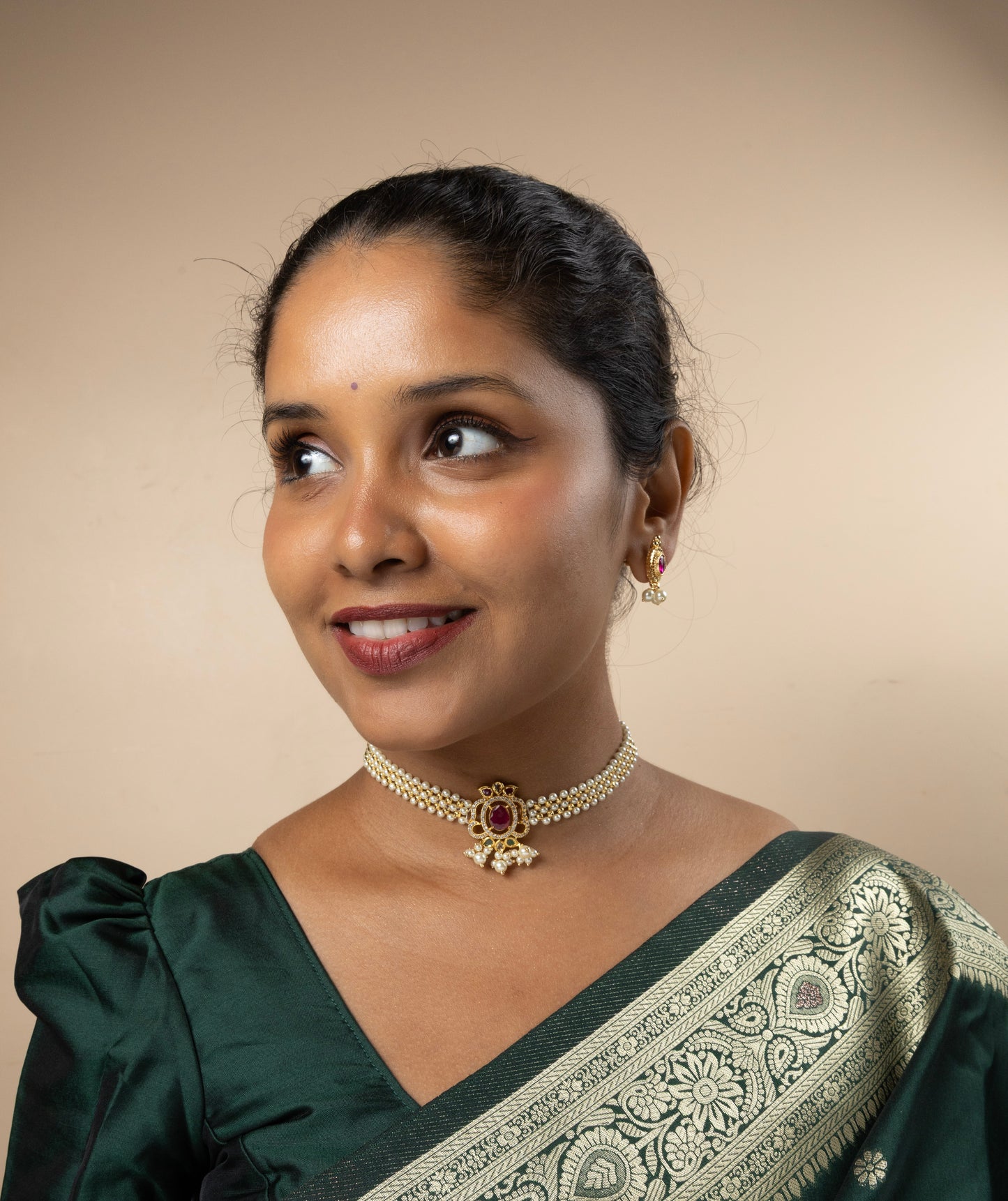 Kirmizi Moti Choker Set
