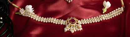 Kirmizi Moti Choker Set