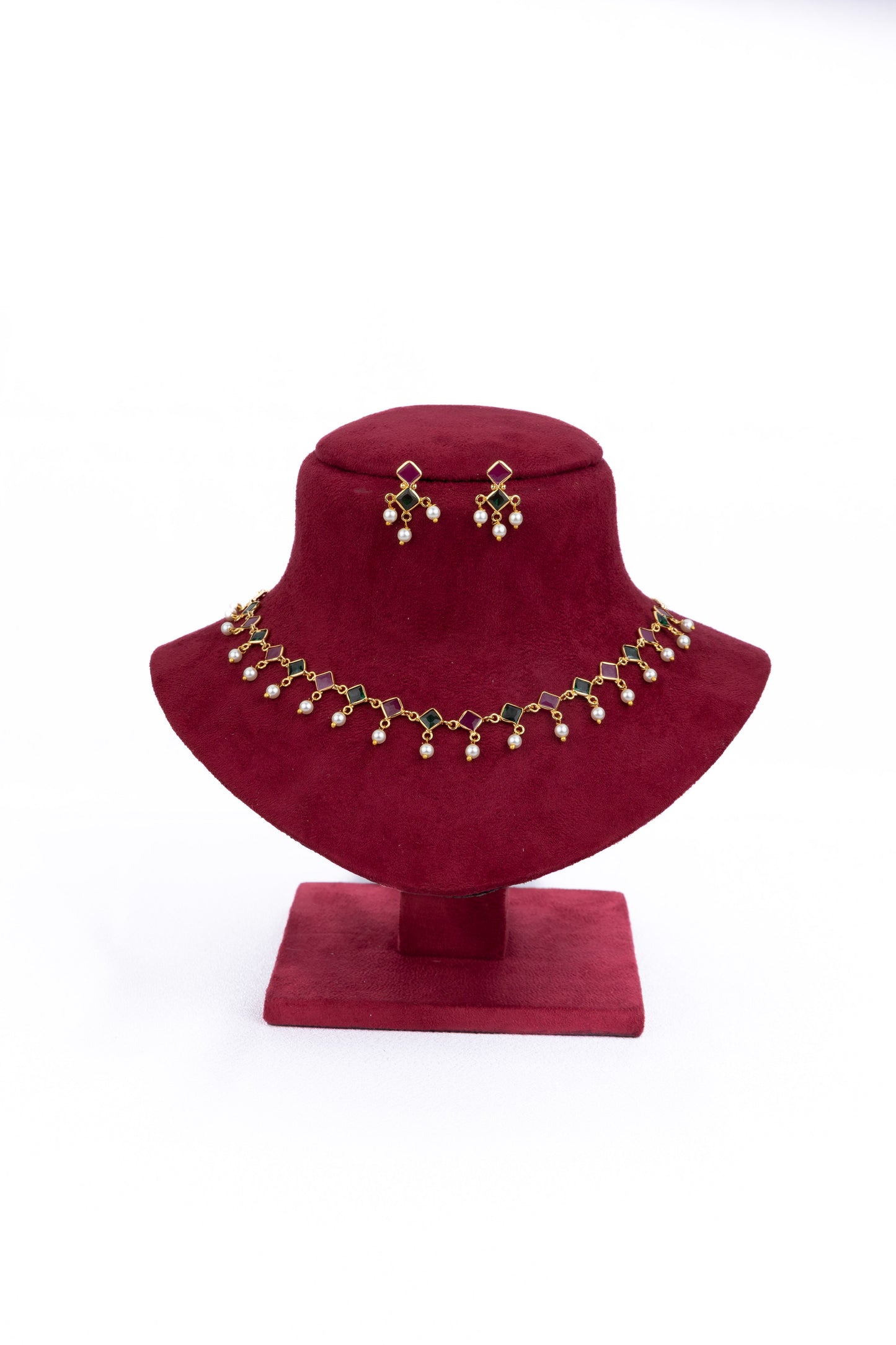 Delicate Emerald-Ruby Necklace Set