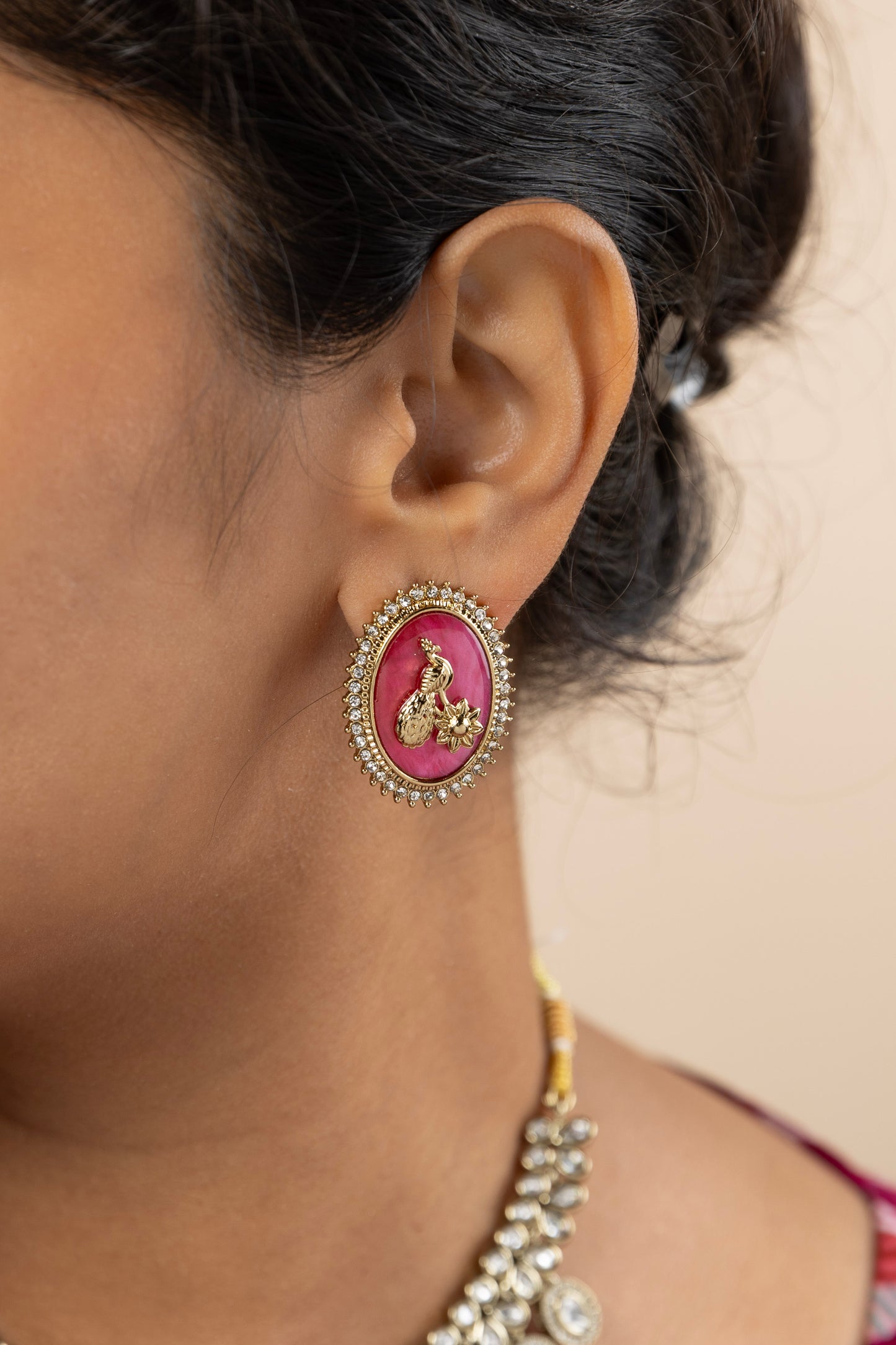 Vintage Red Oval Studs