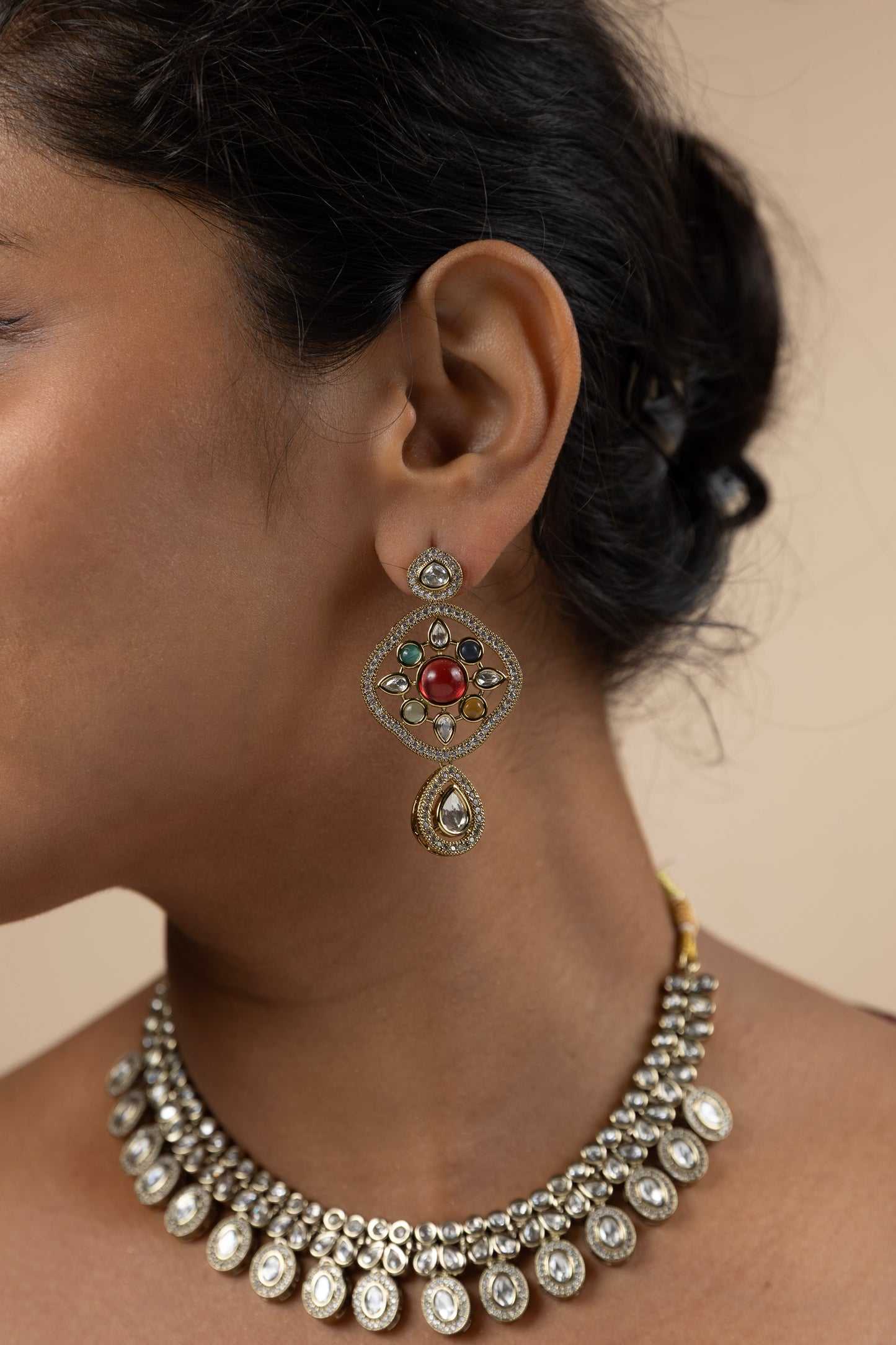 Navratna Polki Earrings