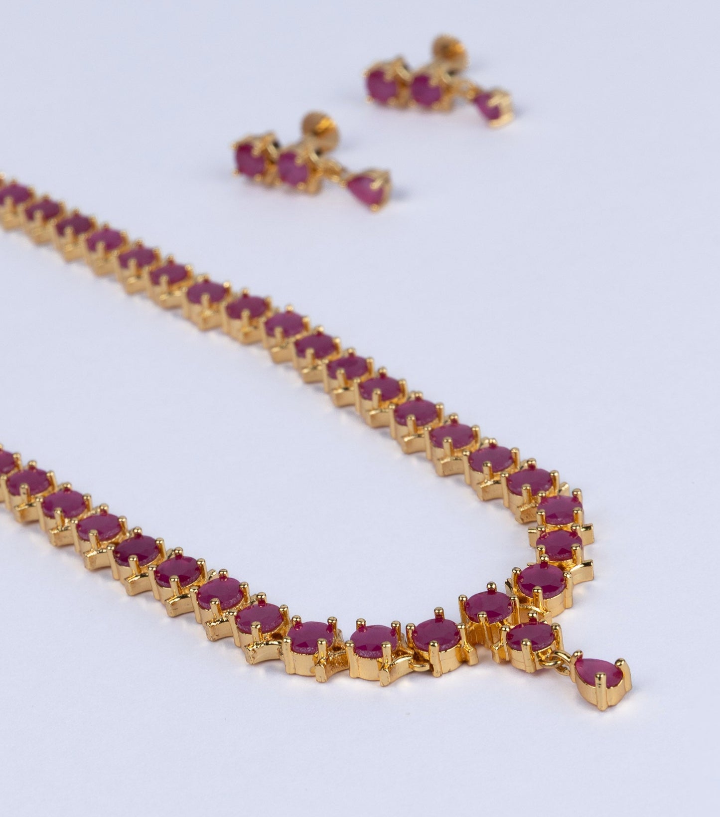 Ruby Tennis Necklace Set