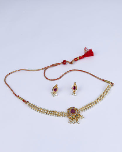 Kirmizi Moti Choker Set
