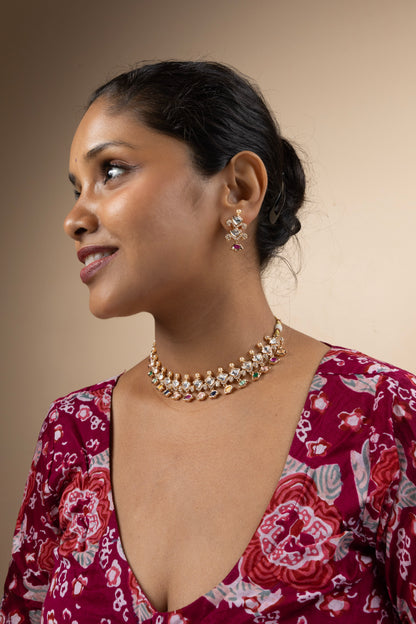 Rajsi Navratna Necklace Set