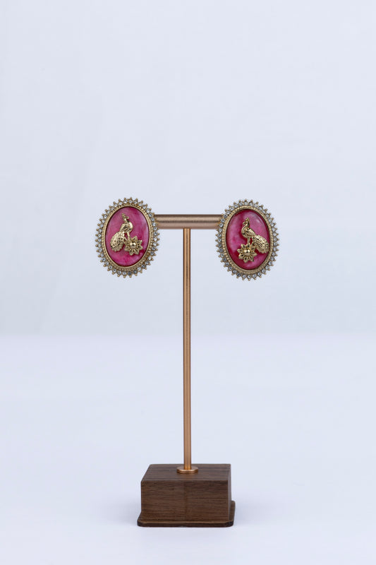 Vintage Red Oval Studs