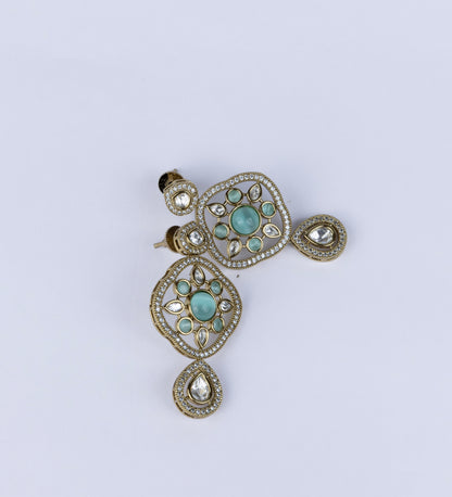 Turquoise Polki Earrings