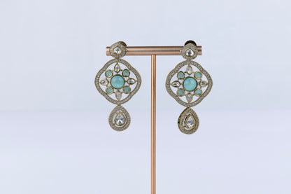 Turquoise Polki Earrings