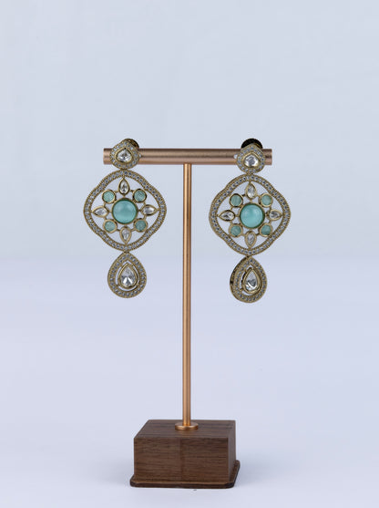 Turquoise Polki Earrings