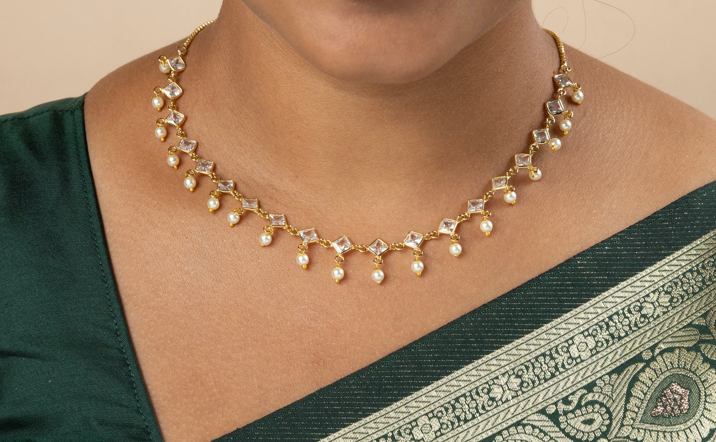 Delicate Diamond Cut Necklace Set