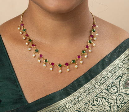 Delicate Emerald-Ruby Necklace Set